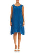 Sleeveless Crinkled Cobalt Blue Silk Linen Tunic Dress 1
