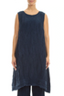 Sleeveless Crinkled Navy Silk Linen Tunic Dress 1