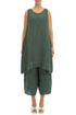 Sleeveless Crinkled Sage Silk Linen Tunic Dress 1