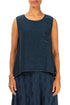 Sleeveless Denim Teal Mélange Linen Top 1