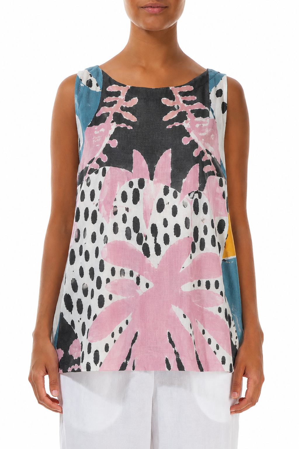 Sleeveless Desert Bloom Linen Top