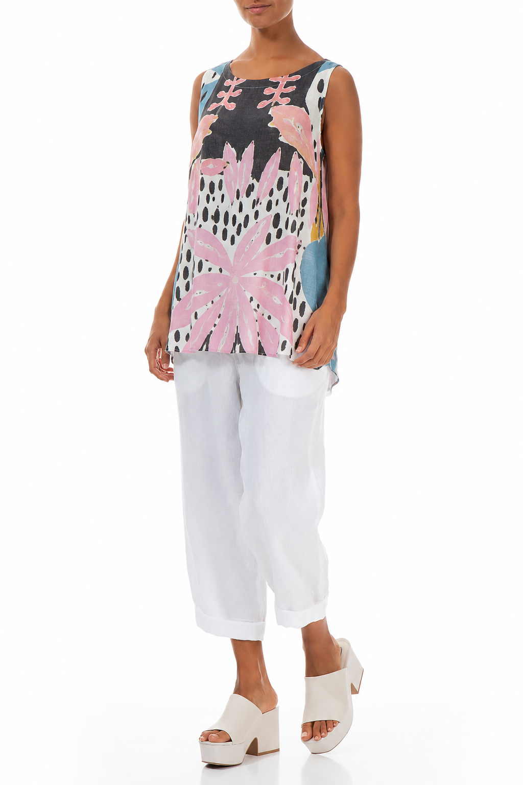 Sleeveless Desert Bloom Linen Top