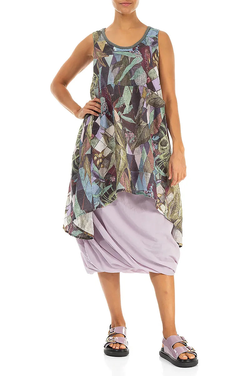 Sleeveless Flared Art Mosaic Linen Tunic 5