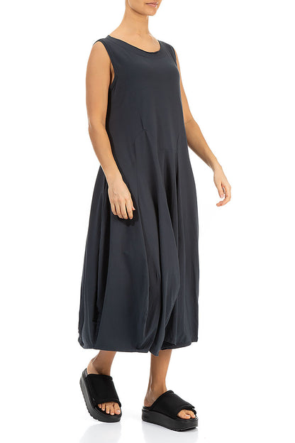 Sleeveless Flared Graphite Cotton Dress 3
