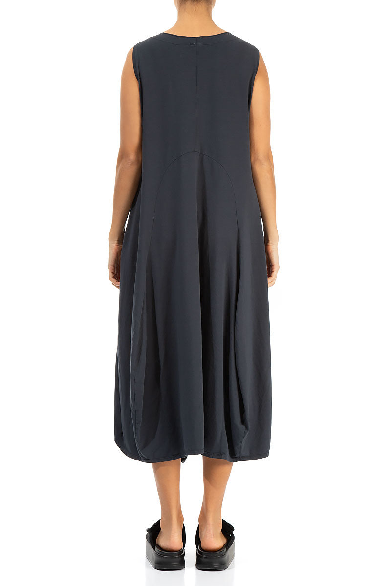 Sleeveless Flared Graphite Cotton Dress 2