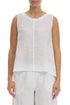 Sleeveless Flared White Linen Top 1