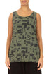 Sleeveless Forest Mist Letters Cotton Top 1