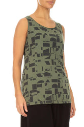 Sleeveless Forest Mist Letters Cotton Top 3