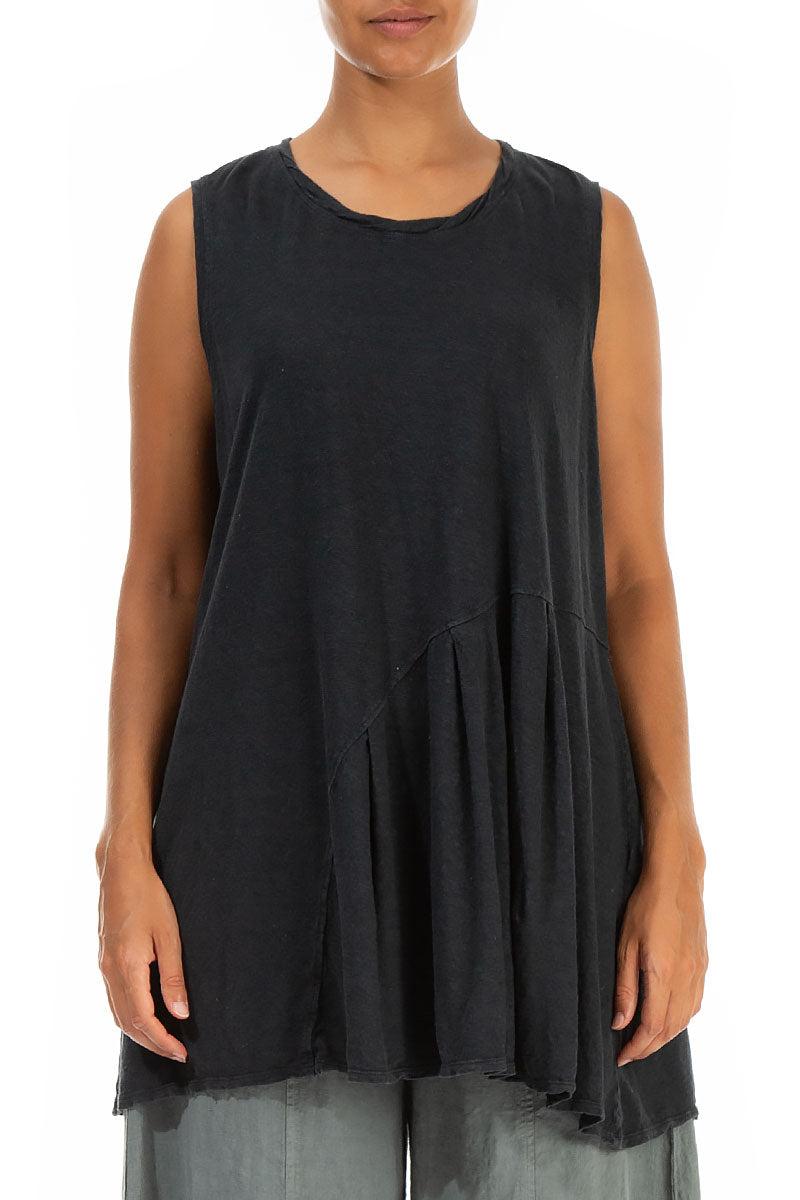 Sleeveless Graphite Linen Jersey Tunic 1