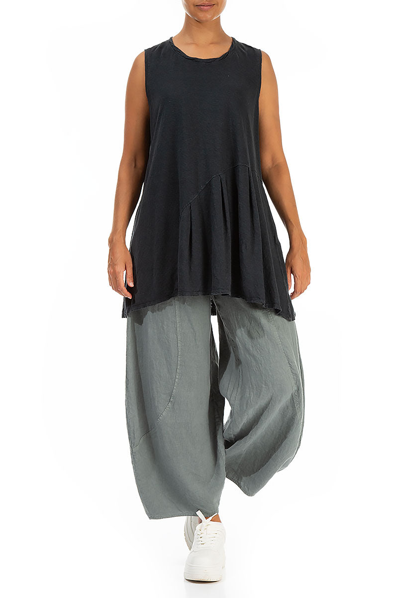 Sleeveless Graphite Linen Jersey Tunic 4