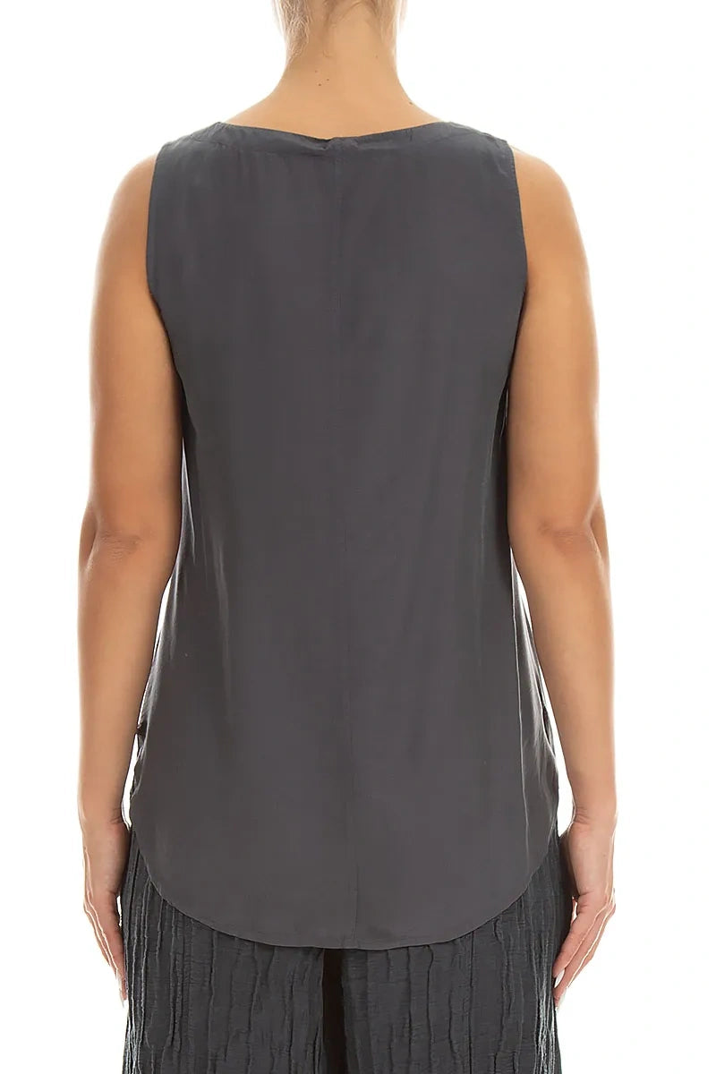 Sleeveless Graphite Silk Bamboo Top