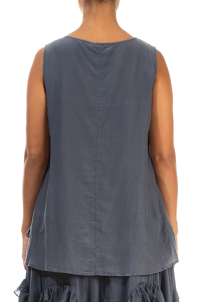 Sleeveless Graphite Silk Cotton Top 2