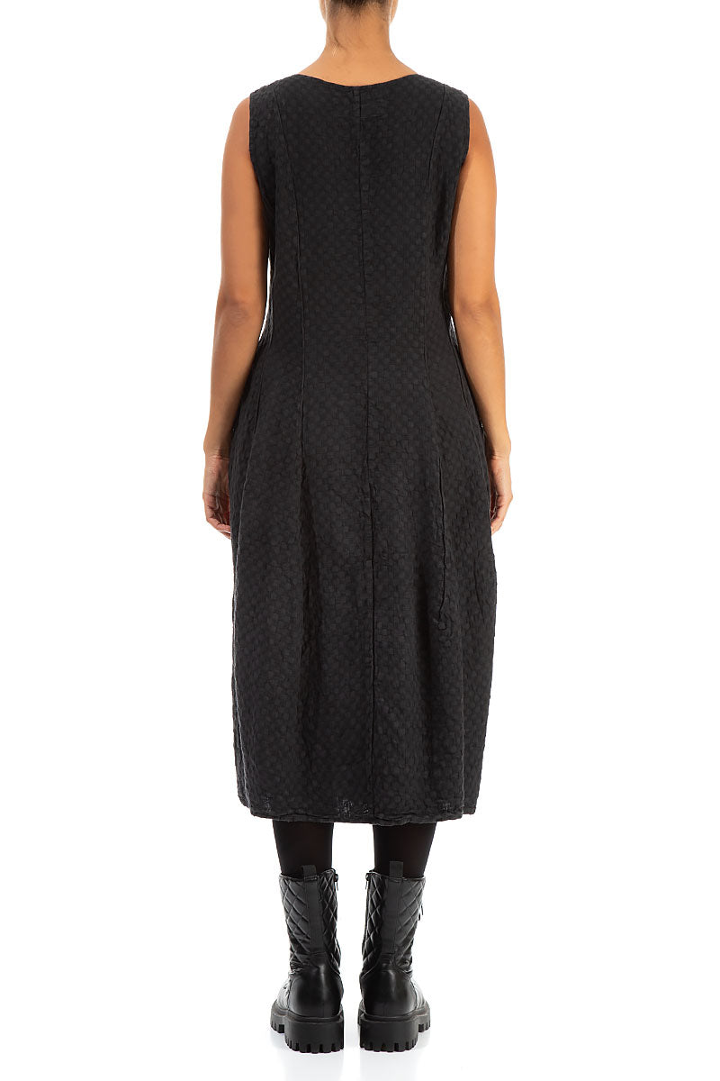 Sleeveless Balloon Grey Textured Linen Dress 2