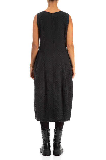 Sleeveless Balloon Grey Textured Linen Dress 2