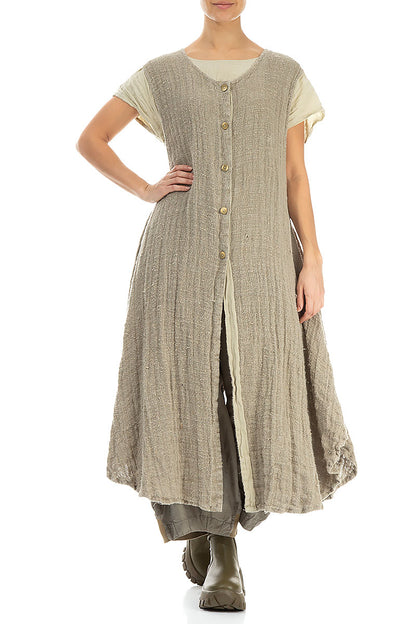 Sleeveless Laurel Green Handwoven Linen Vest 4