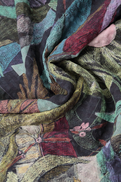 Sleeveless Layered Art Mosaic Textured Silk Blouse