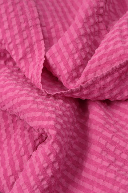 Sleeveless Layered Fuchsia Textured Silk Blouse 5