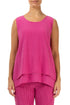 Sleeveless Layered Fuchsia Textured Silk Blouse 1