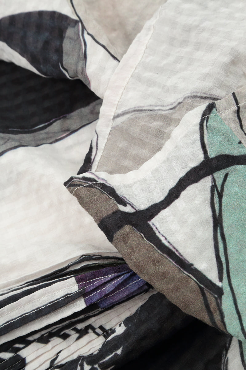 Sleeveless Layered Tumbled Stone Textured Silk Blouse 5