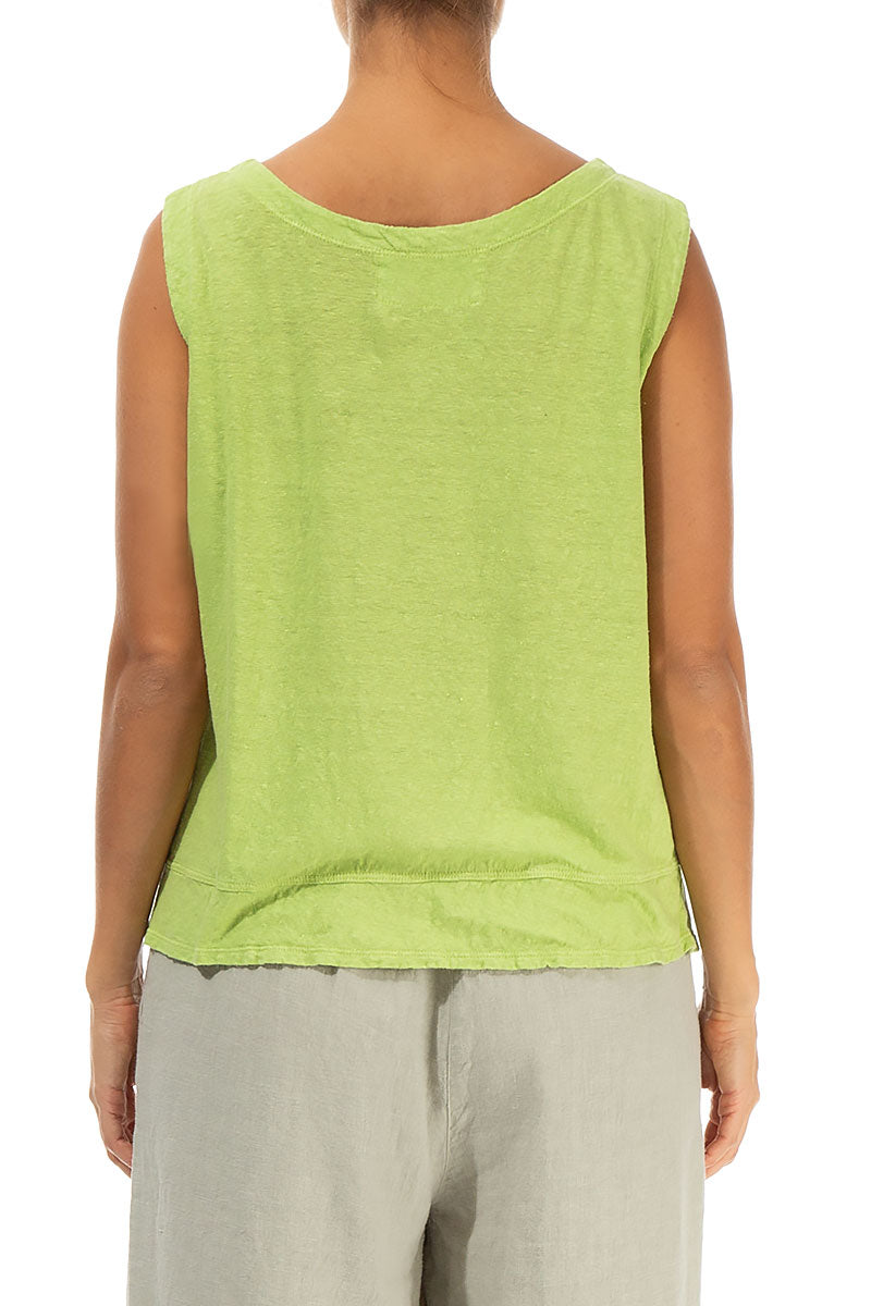 Sleeveless Lime Linen Jersey Top 2