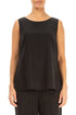 Sleeveless Longer Back Black Silk Bamboo Top 1