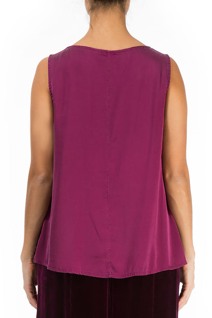 Sleeveless Magenta Silk Top 2