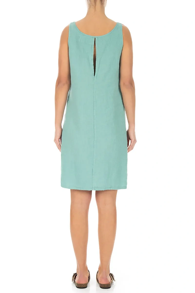 Ärmelloses Leinenkleid in Mint
