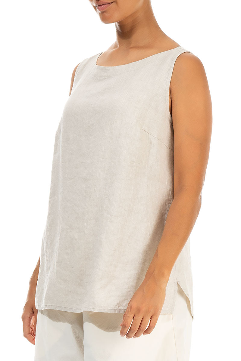Sleeveless Natural Linen Blouse 3