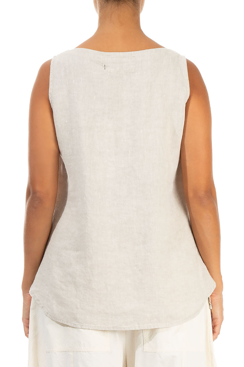 Sleeveless Natural Linen Blouse 2