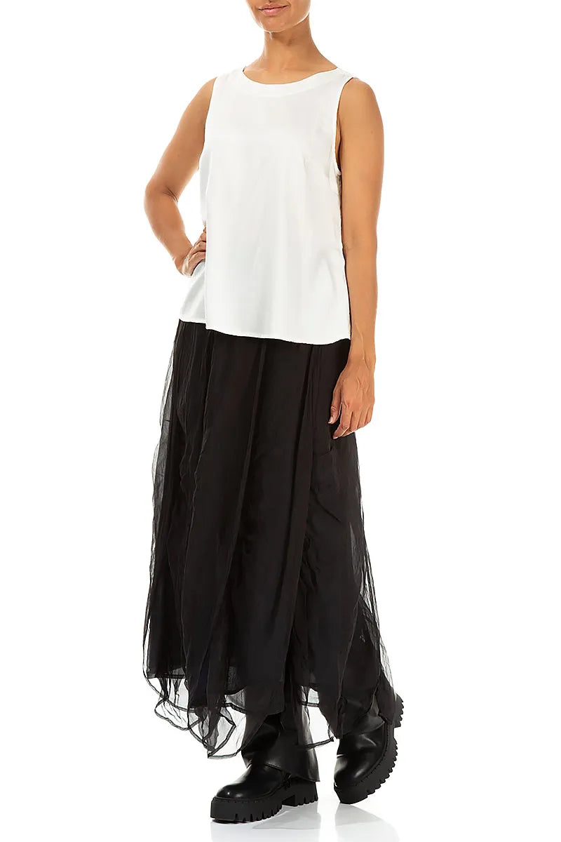 Haut sans manches en soie blanc cassé