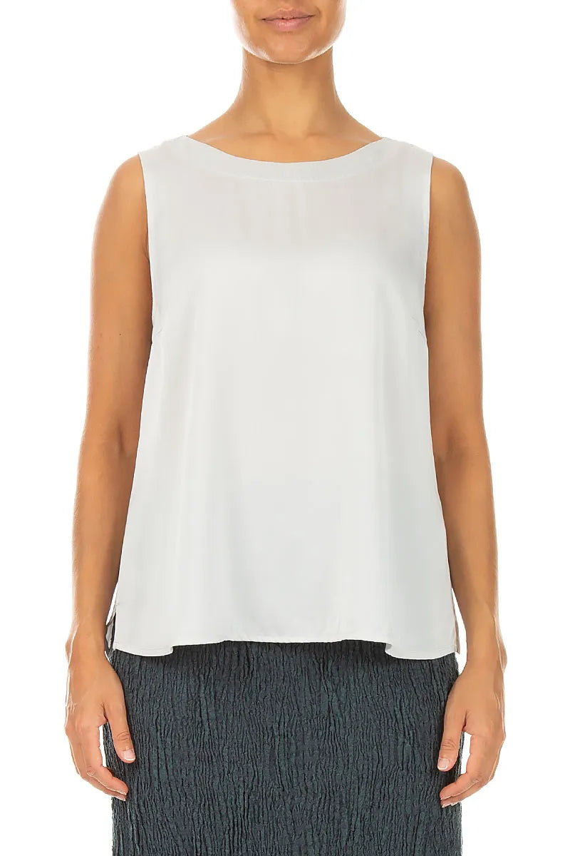 Sleeveless Pearl Grey Silk Top 1