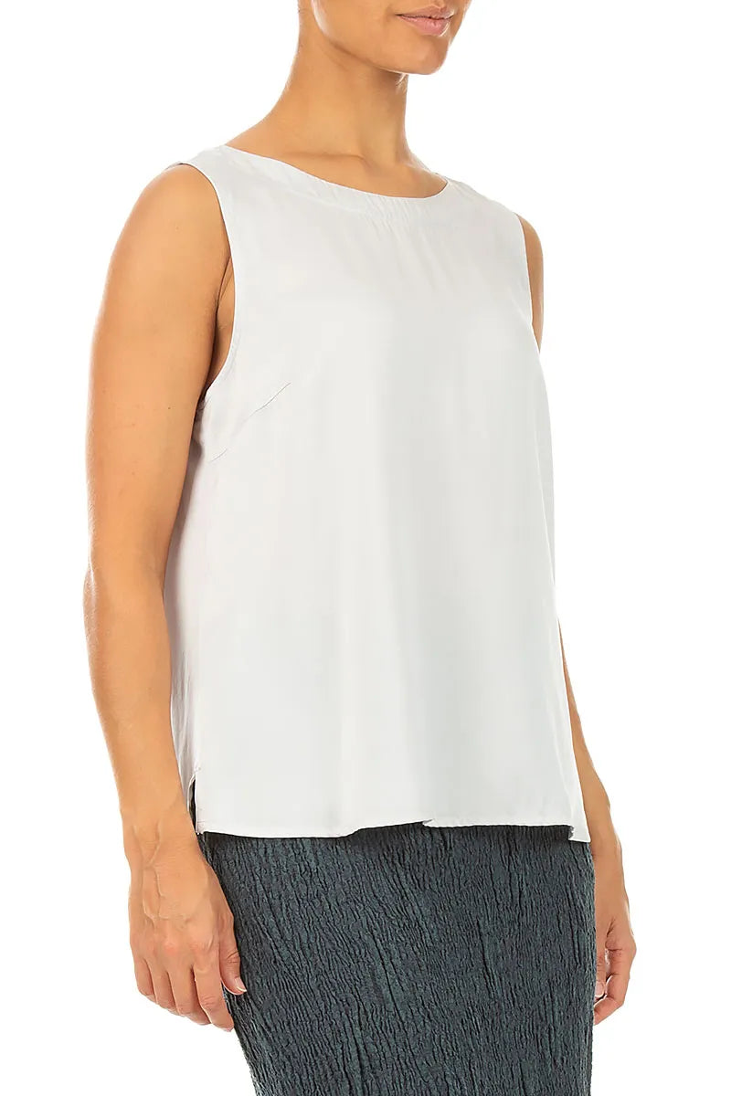 Sleeveless Pearl Grey Silk Top 3