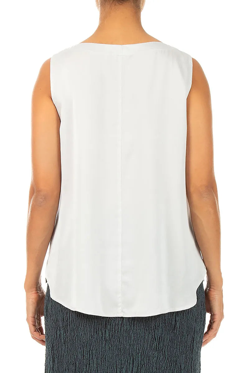 Sleeveless Pearl Grey Silk Top 2