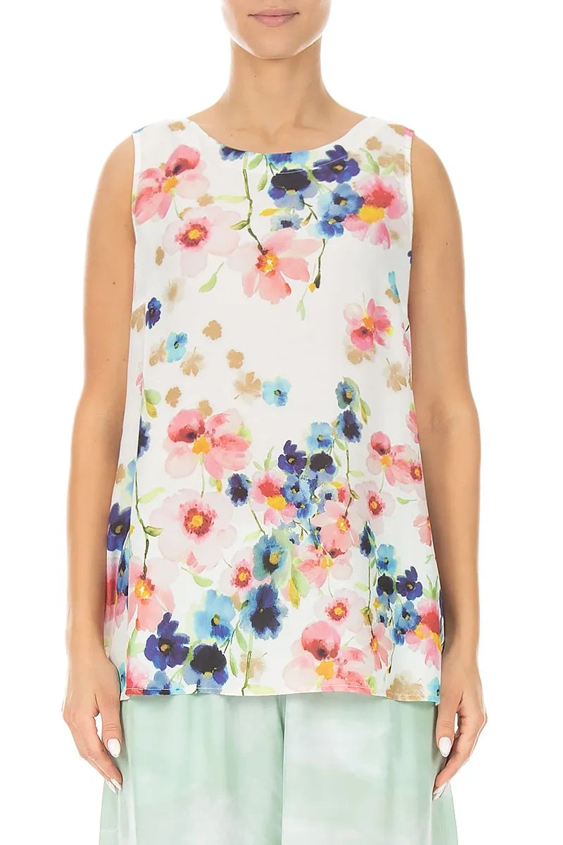 Sleeveless Primrose Silk Bamboo Top