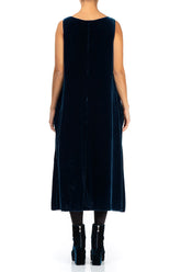 Sleeveless Royal Blue Silk Velvet Dress 2
