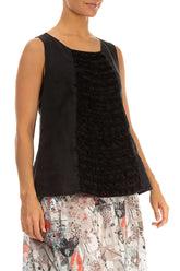 Sleeveless Ruffled Black Linen Top 4