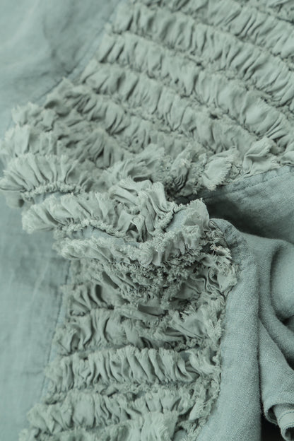 Sleeveless Ruffled Sage Linen Top