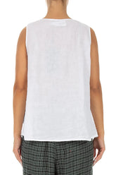 Sleeveless Ruffled White Linen Top 2
