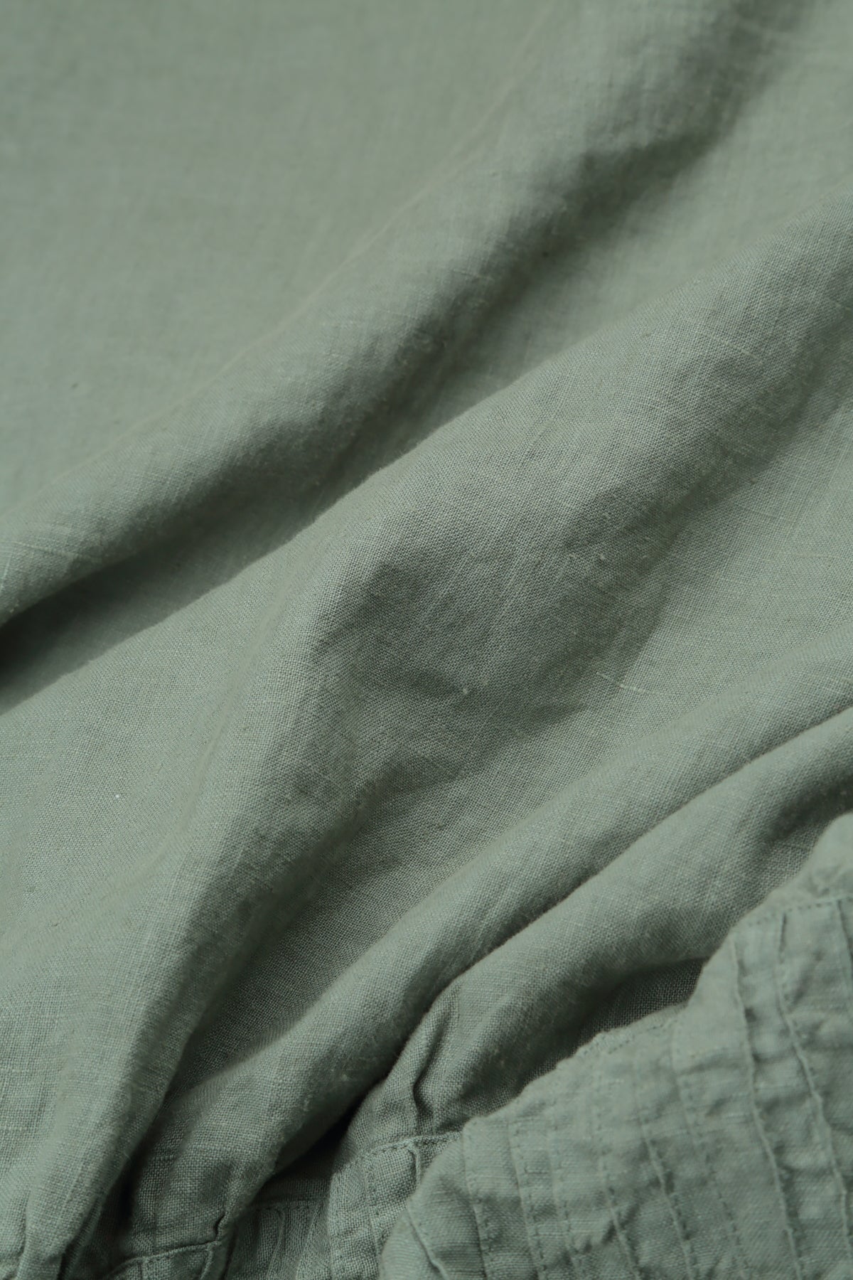 Sleeveless Sage Pintuck Linen Dress