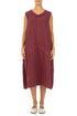 Sleeveless Sculpted Antique Ruby Linen Dress 1
