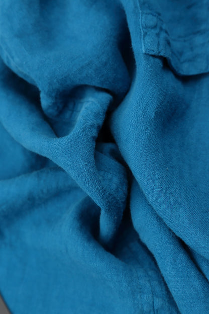 Sleeveless Sculpted Cobalt Blue Linen Dress 5