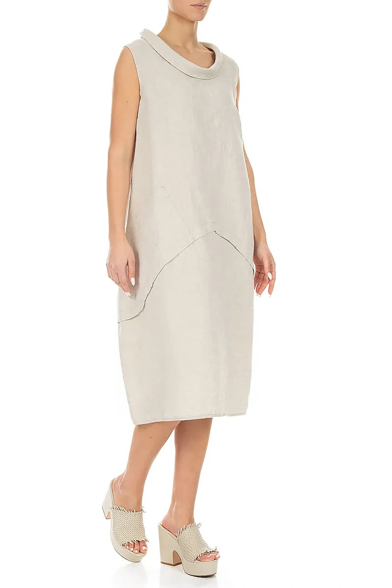 Sleeveless Sculpted Natural Linen Dress 3