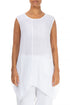 Sleeveless Single Pocket White Gauze Linen Tunic 1