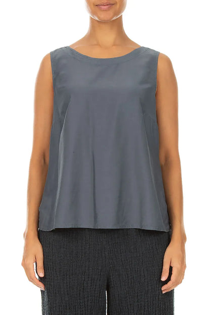 Sleeveless Slate Silk Bamboo Top