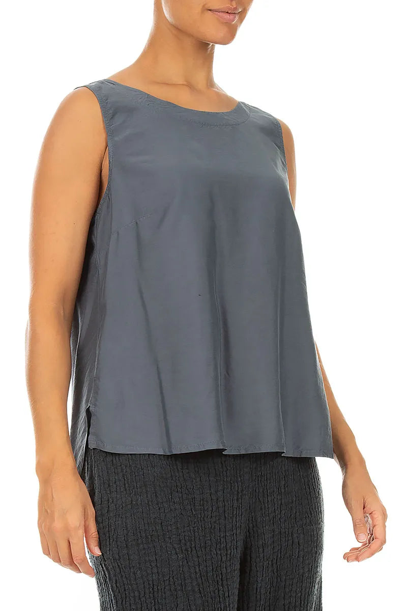 Sleeveless Slate Silk Bamboo Top