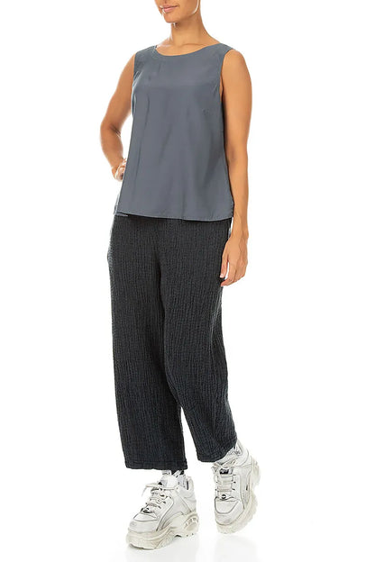 Sleeveless Slate Silk Bamboo Top