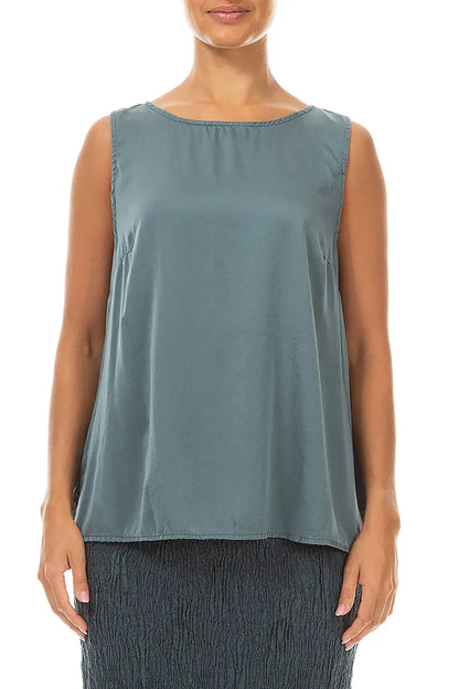 Sleeveless Slate Silk Top 1