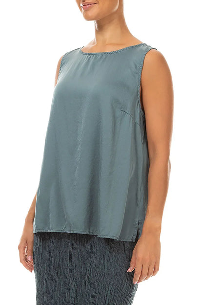 Sleeveless Slate Silk Top 3