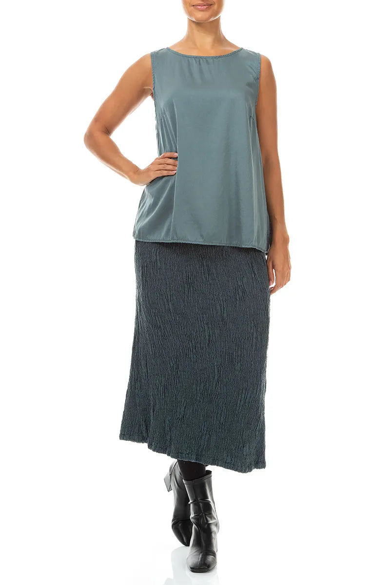 Sleeveless Slate Silk Top 4