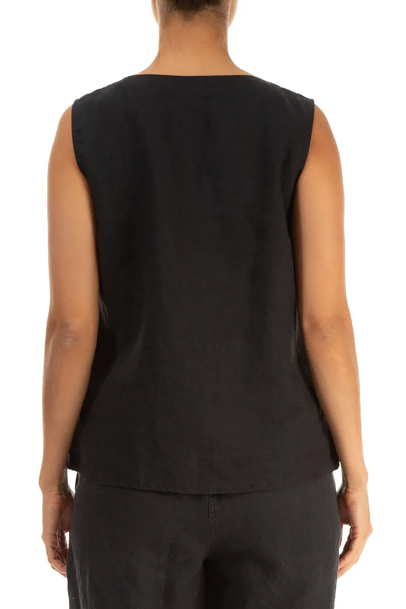 Sleeveless Two-Tone Linen Top 2